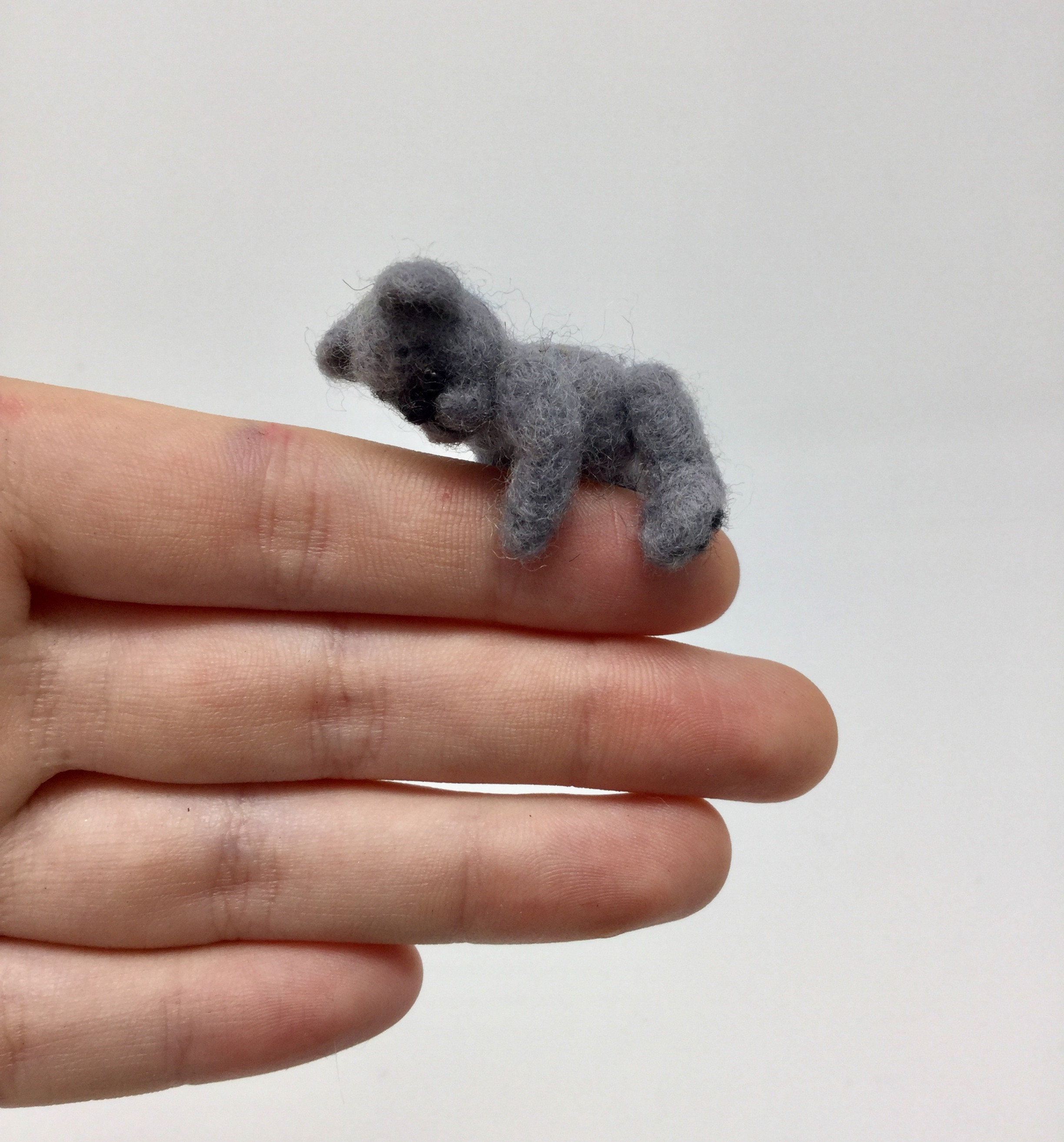 Miniature Grey Bear with jointed limbs