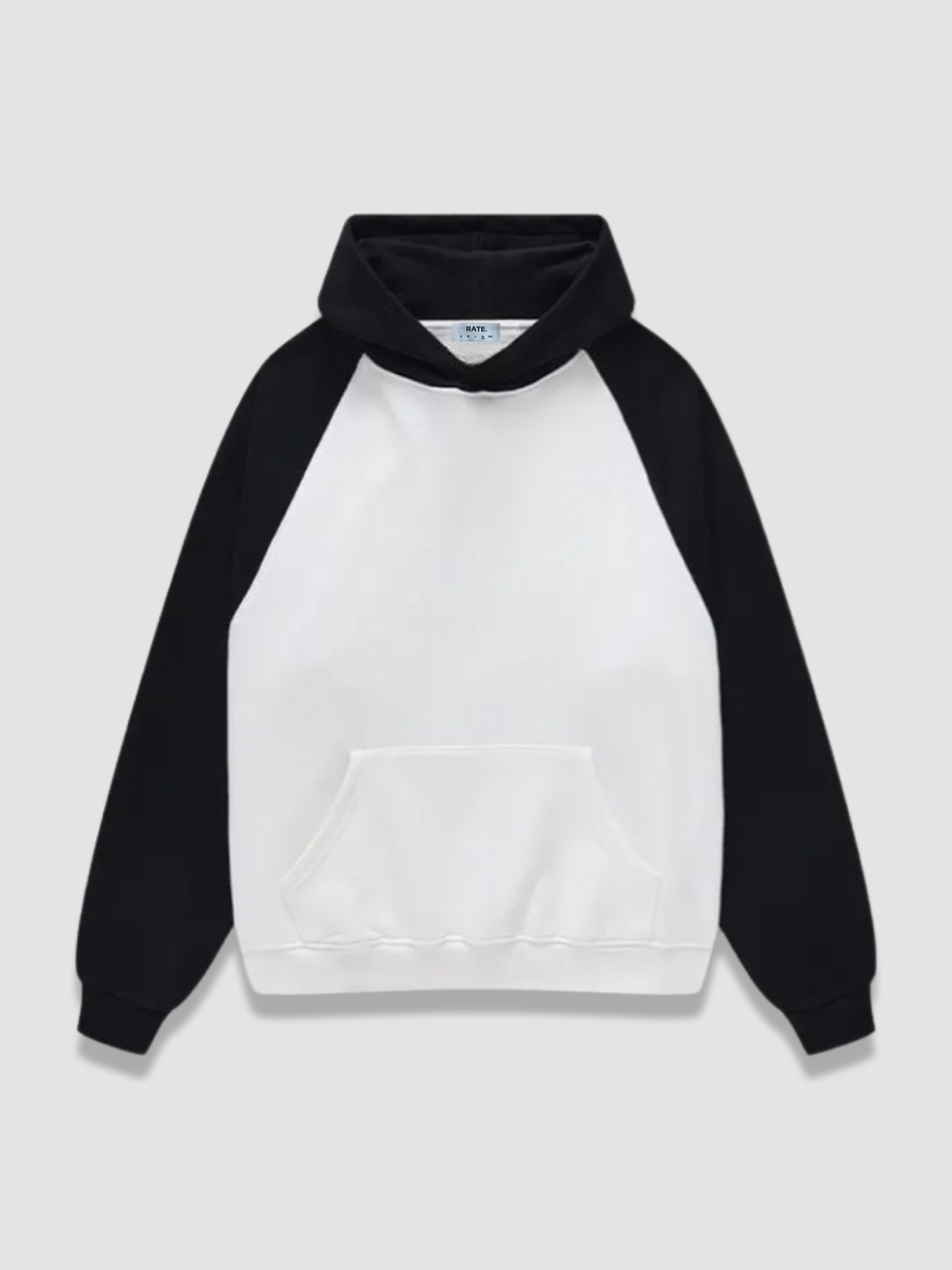 LUXURY RAGLAN HOODIE - BLACK/WHITE
