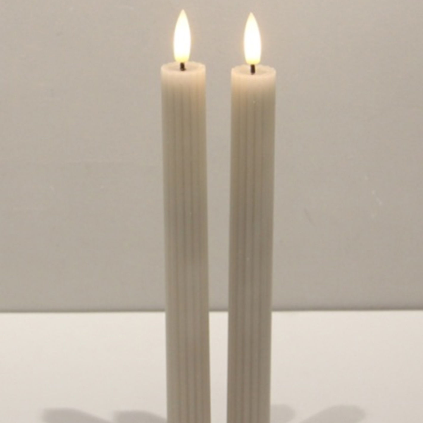 Luxe Collection Natural Glow Taupe Ribbed Taper Candles
