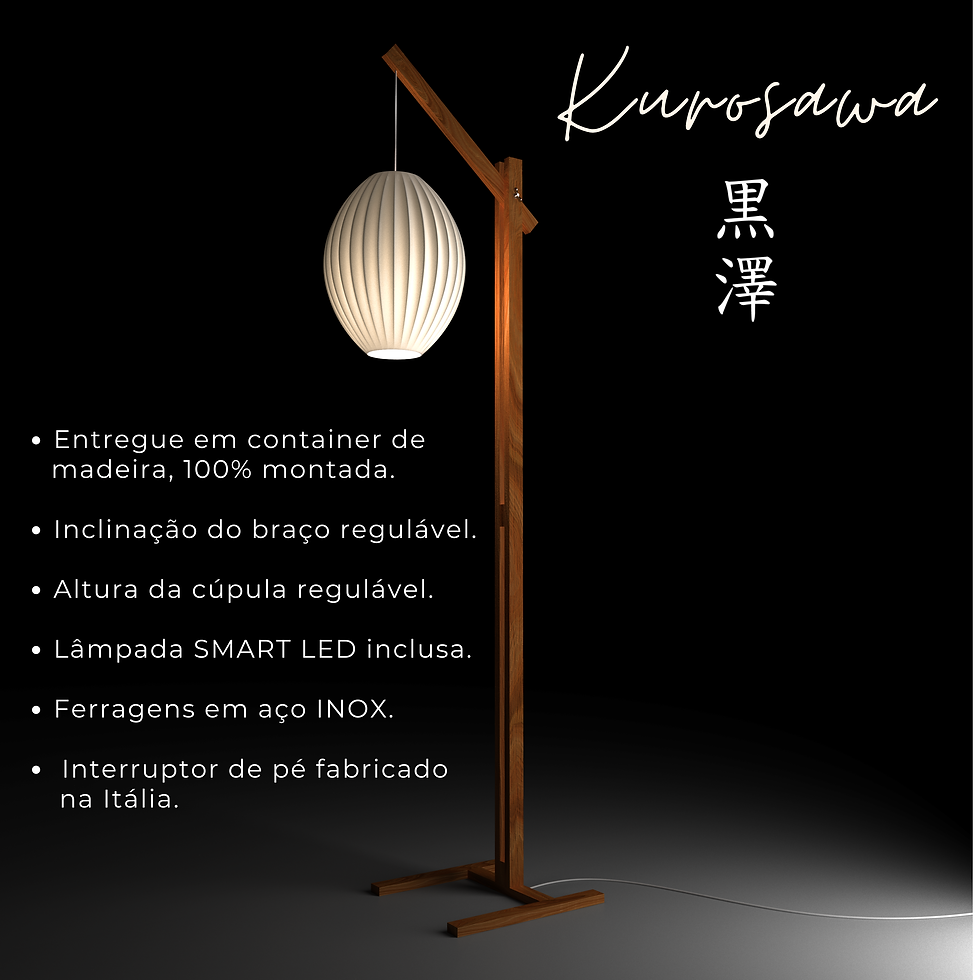 Miniatura: Luminária de Chão / Piso em Madeira LED para Quarto ou Sala - Kurosawa FE