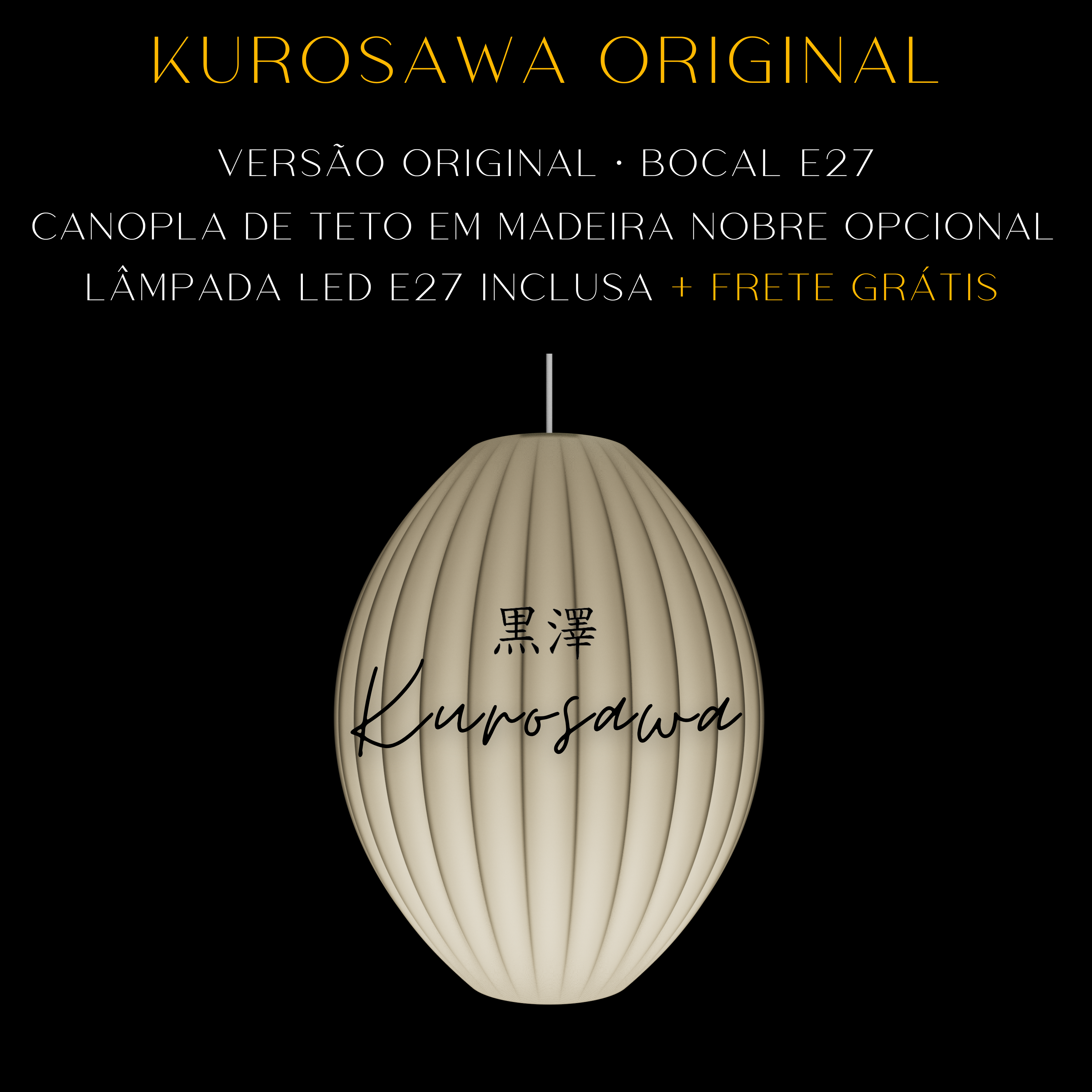 Lustre / Luminária de Teto Pendente LED para Sala - Kurosawa Versão Original