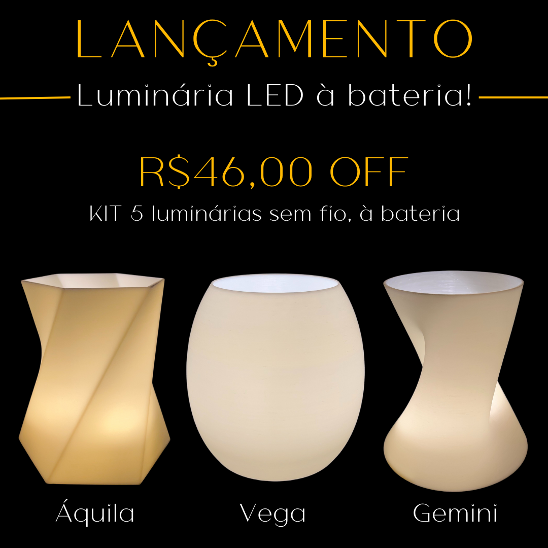 Kit de 5 Luminárias LED à bateria, sem fio, recarregável