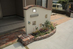 レンガ笠木　ナチュラル門扉　久留米市