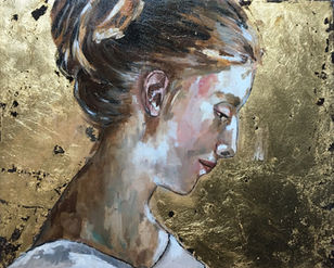 Portrait de profil sur fond à la feuille d'or
