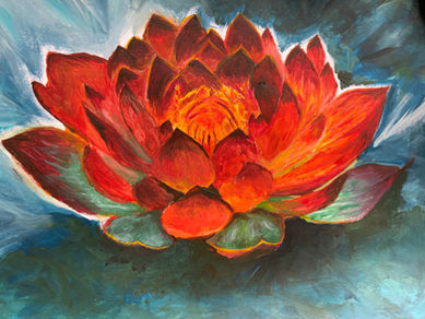 Peinture fleur de lotus à l'acrylique