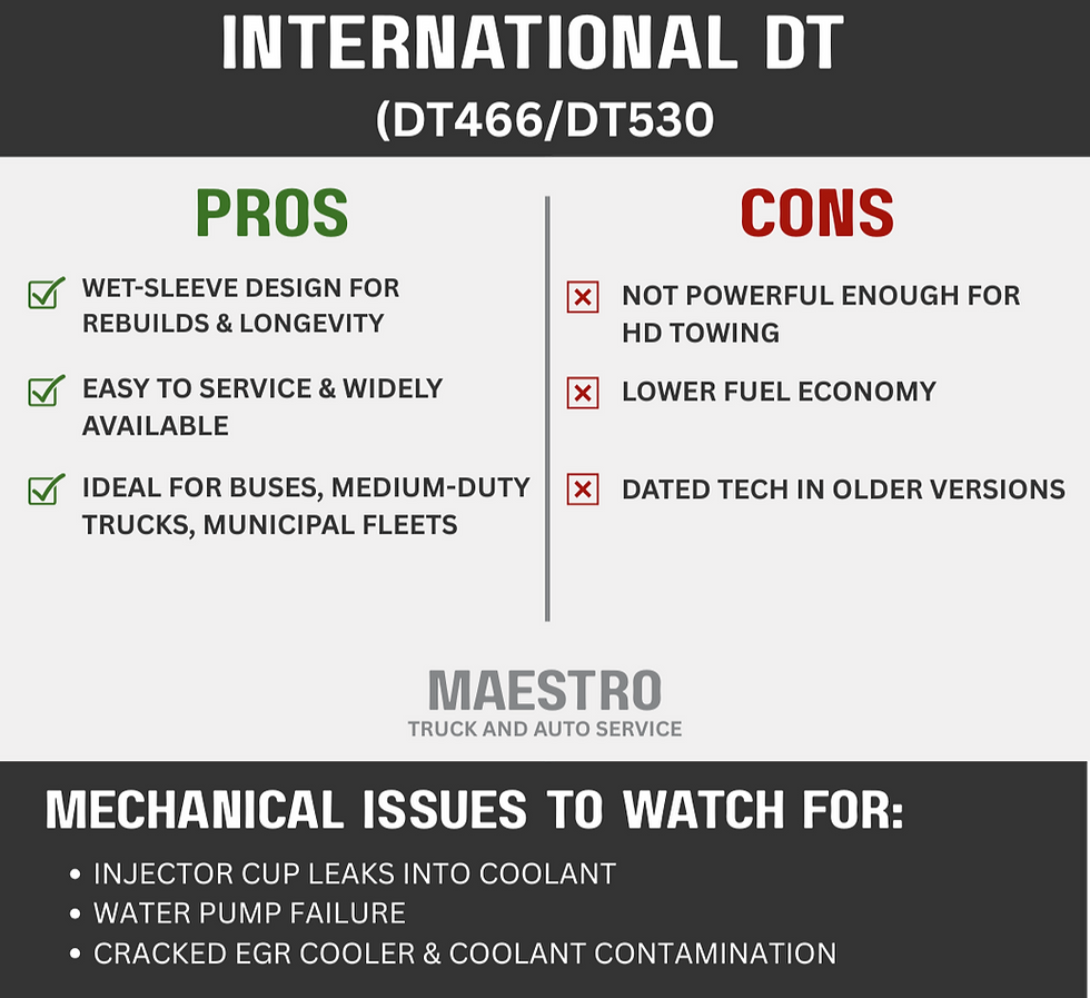 Infographic for Pros & Cons of International DT Engines