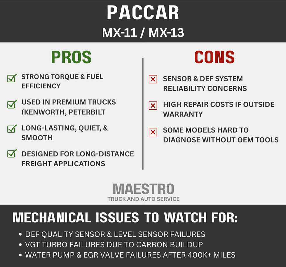Infographic for Pros & Cons of PACCAR Engines