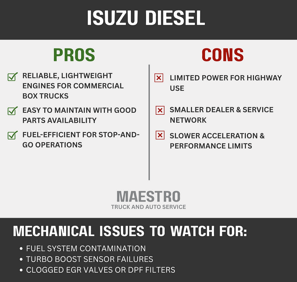 Infographic for Pros & Cons of Isuzu Engines