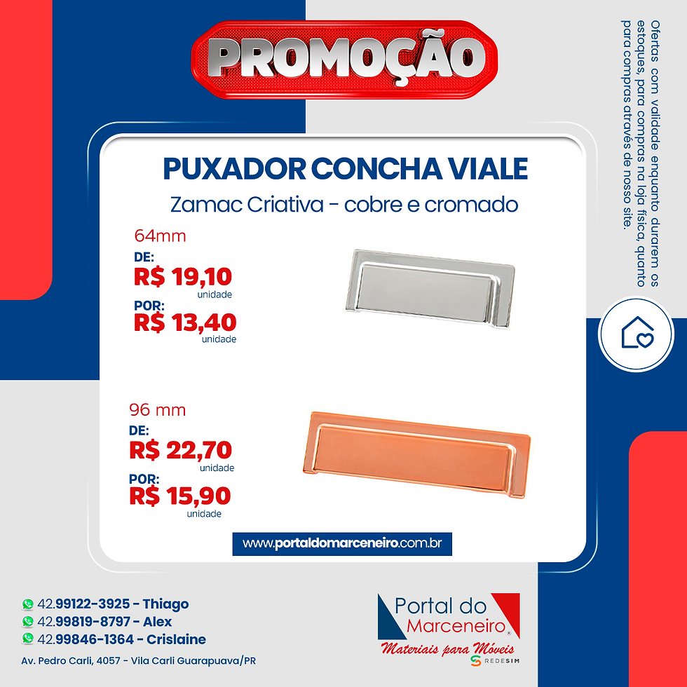 Miniatura: Puxador Concha Viale Zamac Criativa - dourado/preto fosco