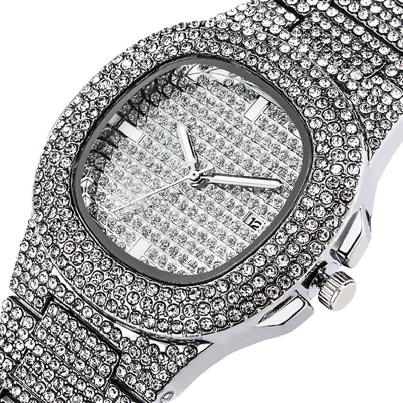 Thumbnail: Luxury Shiny Iced Out Silver Colour Quartz Watch - Unisex