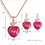 Thumbnail: Jewellery Pink Crystal Heart Set: Pendant with chain & Earrings