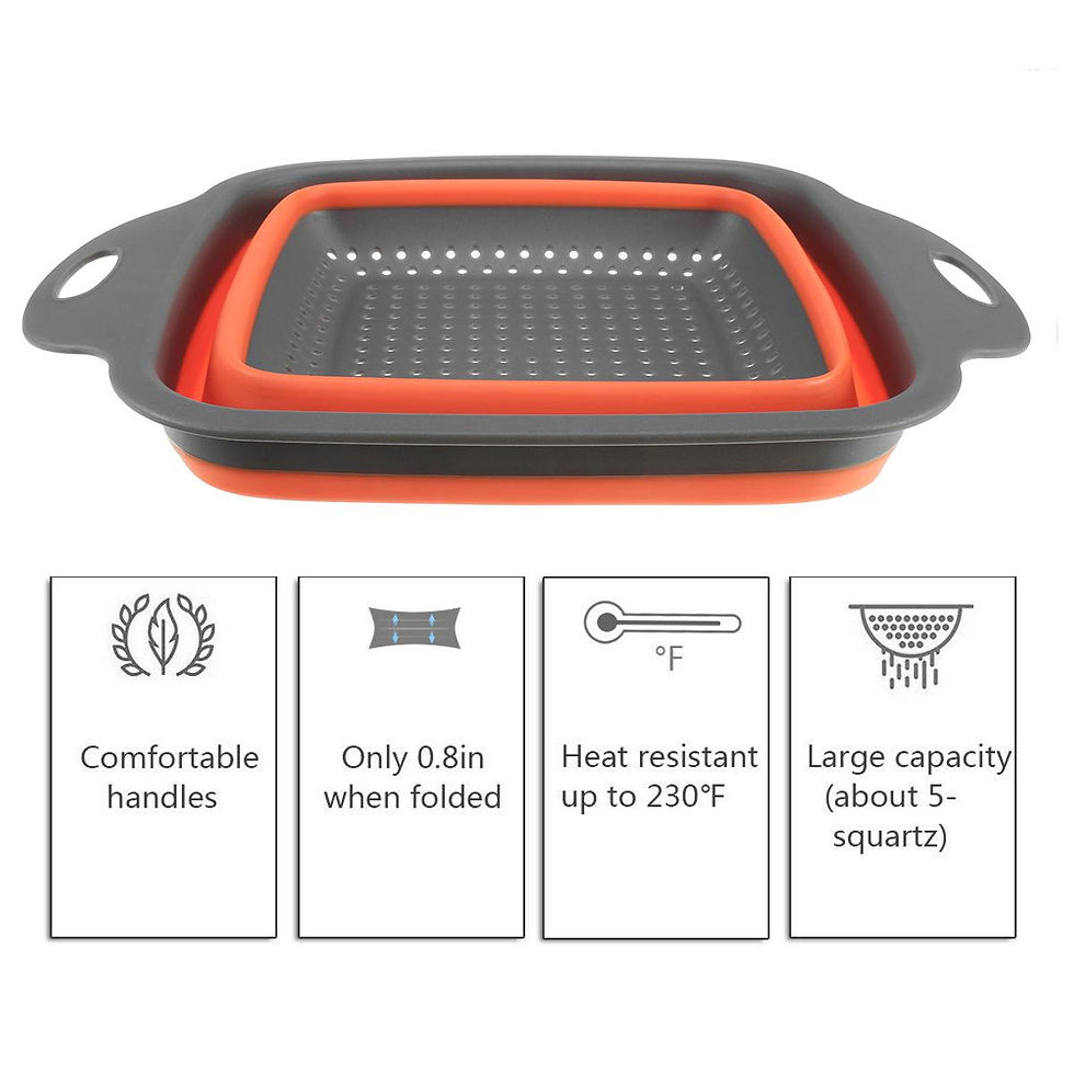 Thumbnail: Orange Foldable Portable Washing Silicone Basket Strainer