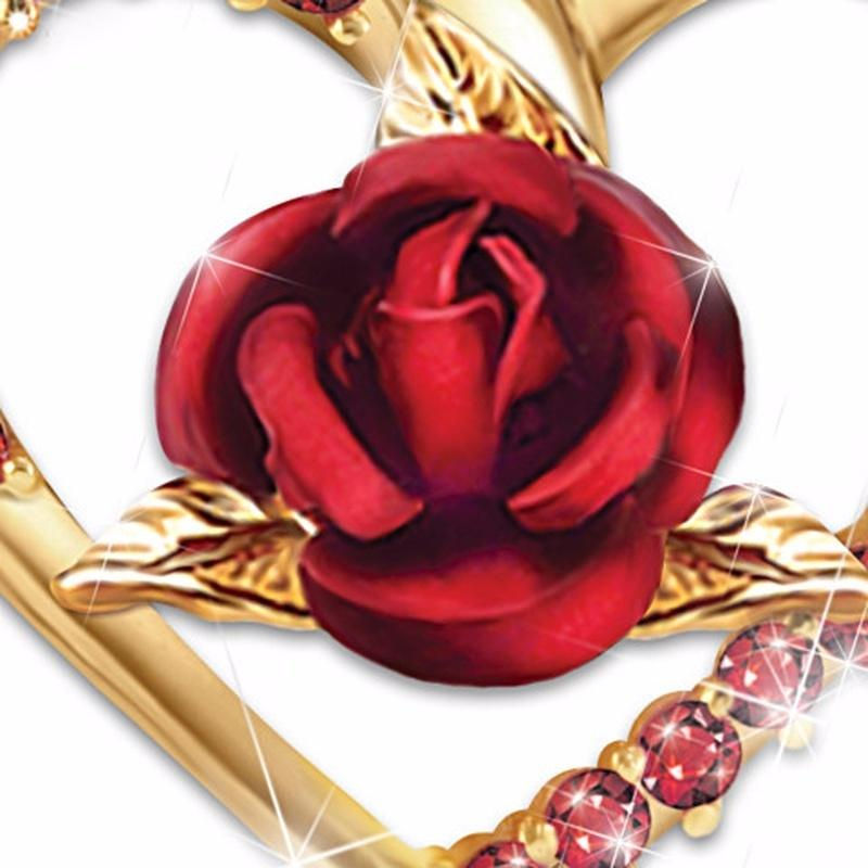 Thumbnail: Red Rose with Heart Pendant with Necklace & Earrings
