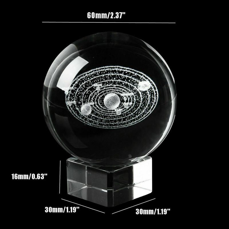 Thumbnail: Laser Engraved 3D Solar System Crystal Ball with Base