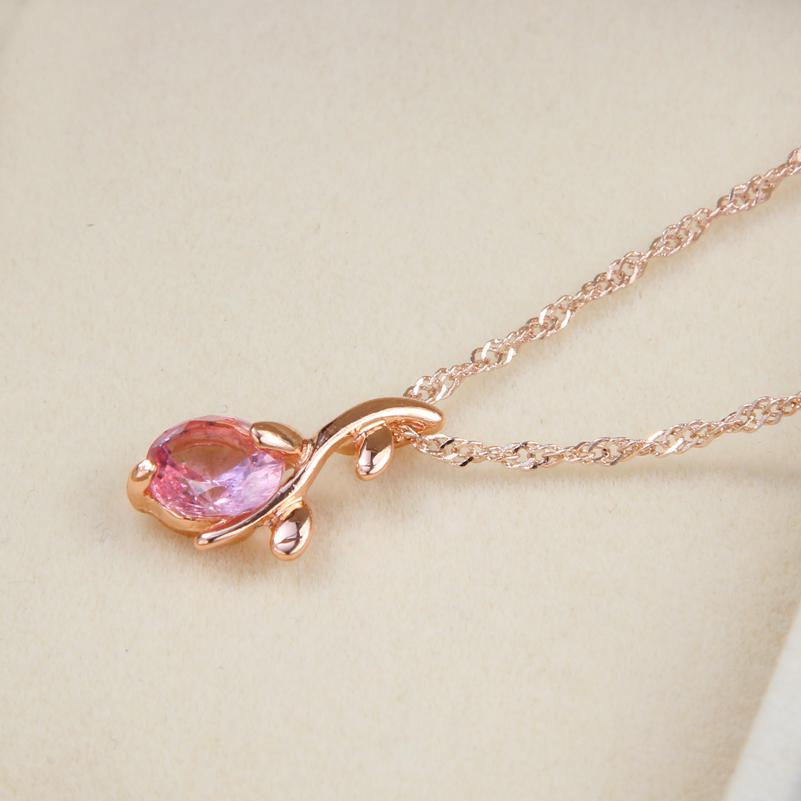 Thumbnail: Jewellery Pink Crystal Set: Pendant with chain, Earrings & Ring
