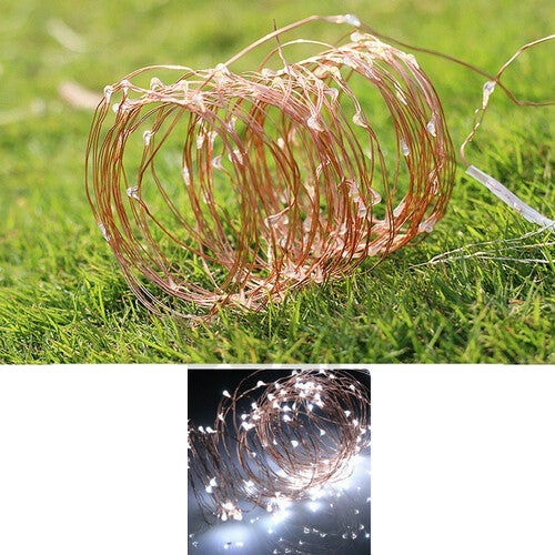Thumbnail: Solar Powered, Outdoor Waterproof, String Copper Wire, White Lights - 2M, 100LED