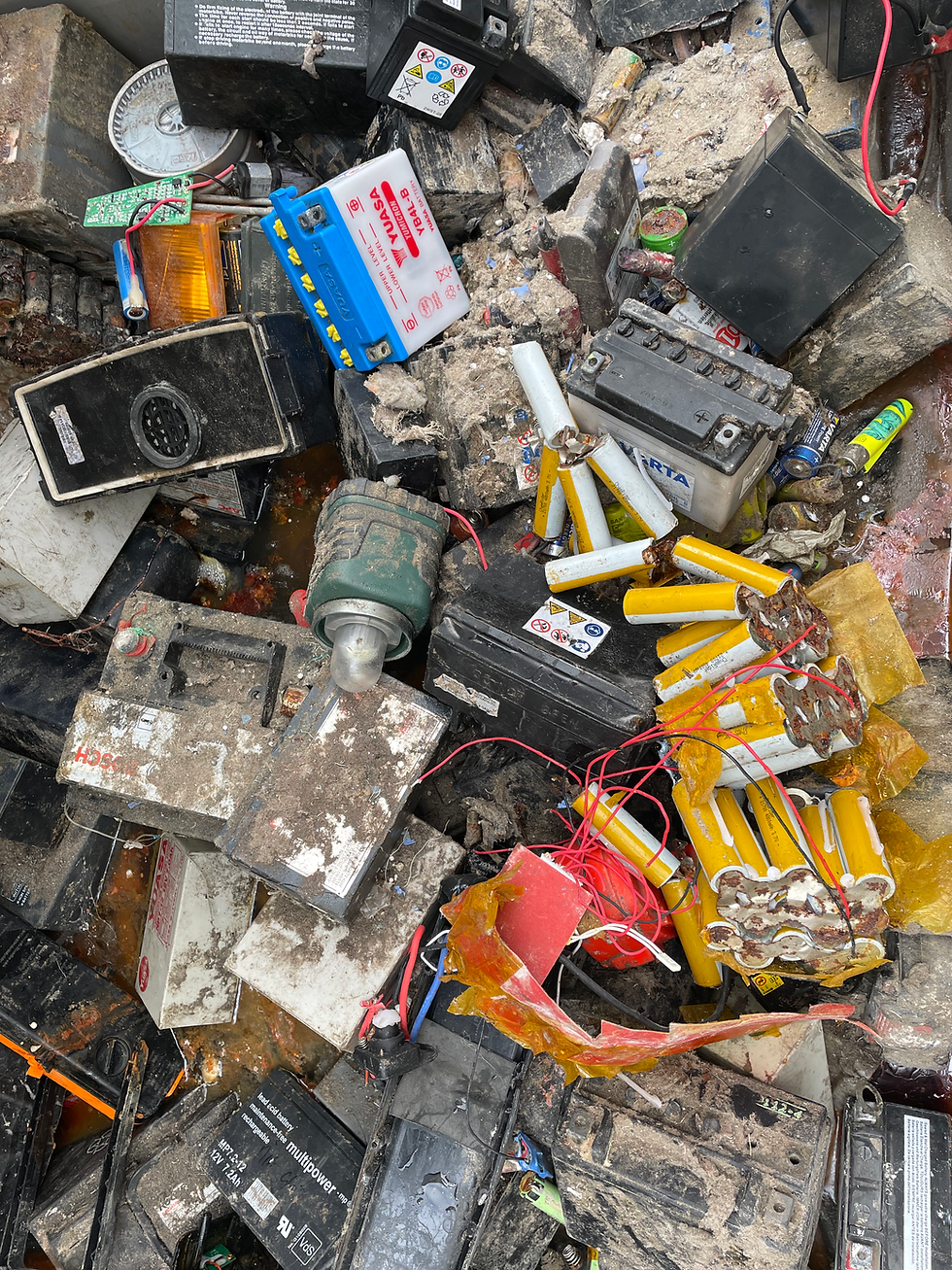 Aus Gewerbeabfall bei Korn Recycling aussortierte Akkus und Batterien