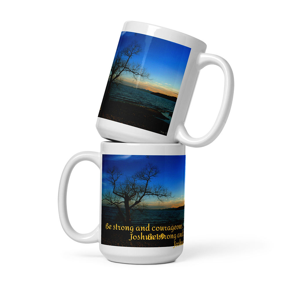 Miniaturbild: White glossy mug    BE STRONG & COURAGEOUS-- 3 SIZES
