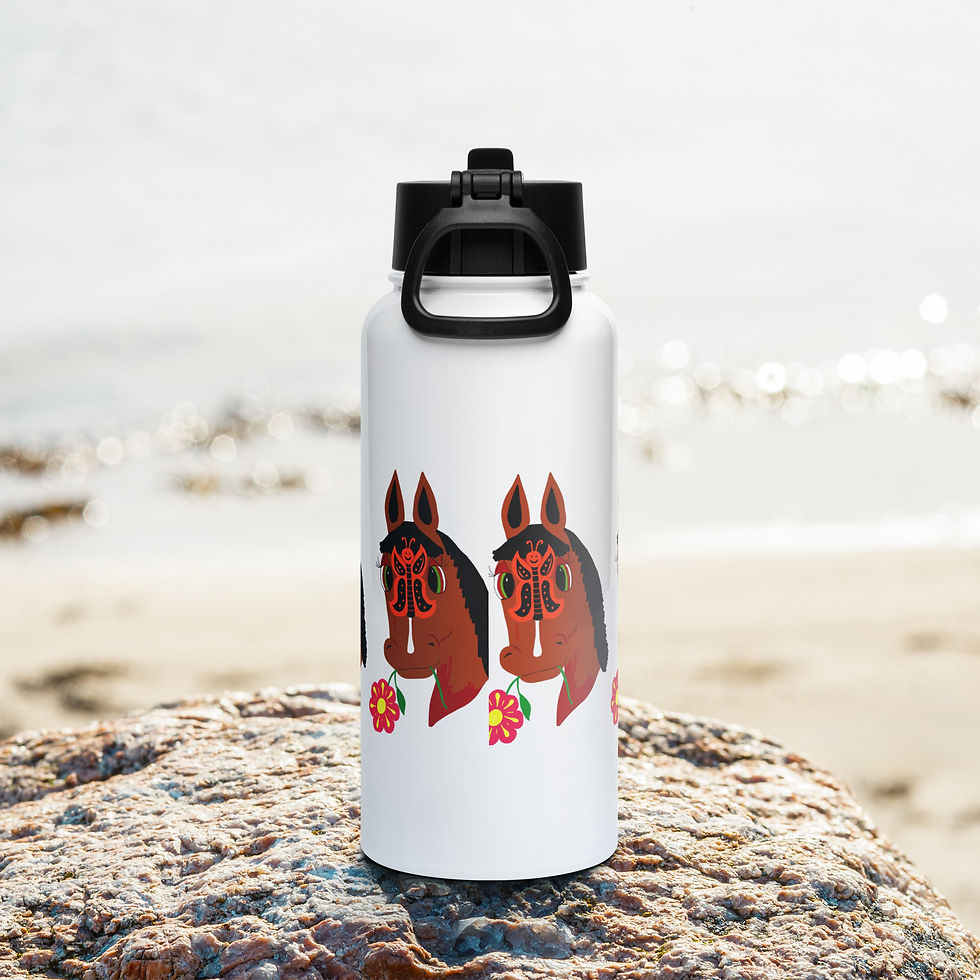 Miniatura: Botella de agua de acero inoxidable con tapa con pajita ELOISE BUTTERFLY FACE WRAPAROUND