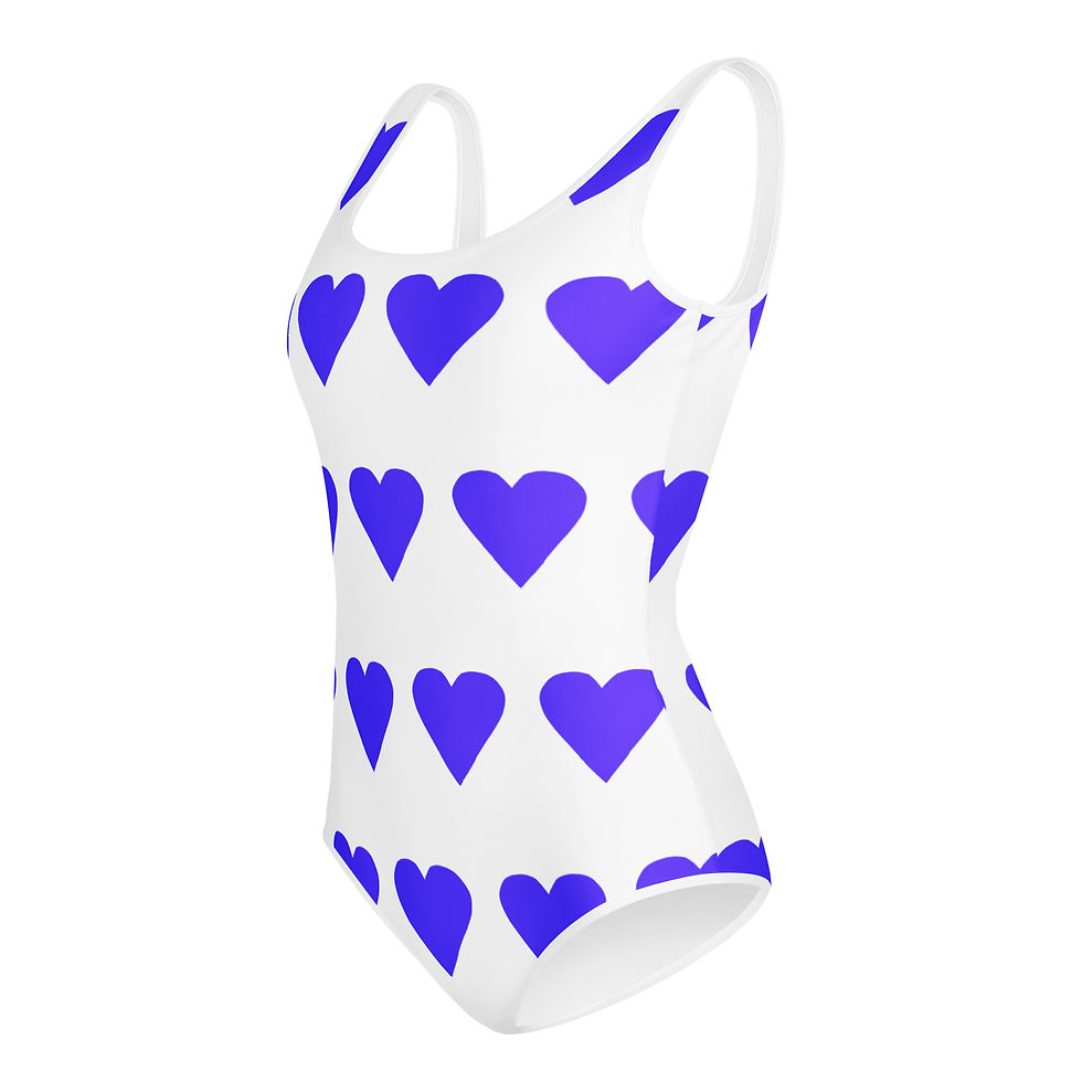 Thumbnail: All-Over Print Youth Swimsuit  PURPLE HEARTS
