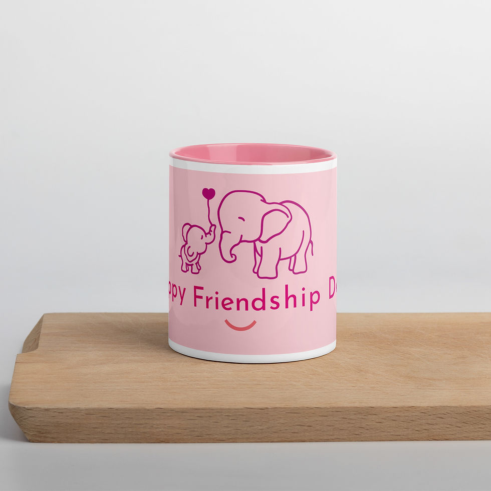 Thumbnail: Mug with Color Inside  ELEPHANT - HAPPY FRIENDSHIP DAY