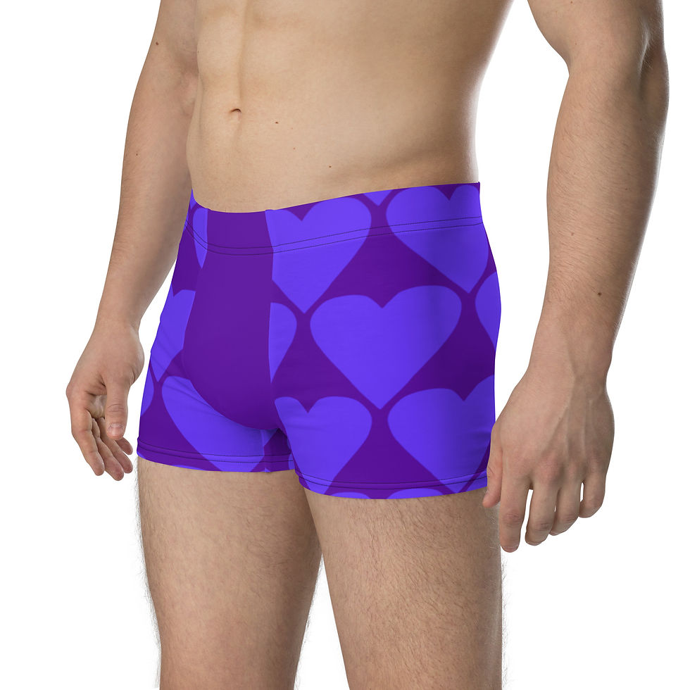 Miniatura: Cuecas boxer roxas com corações em fundo roxo