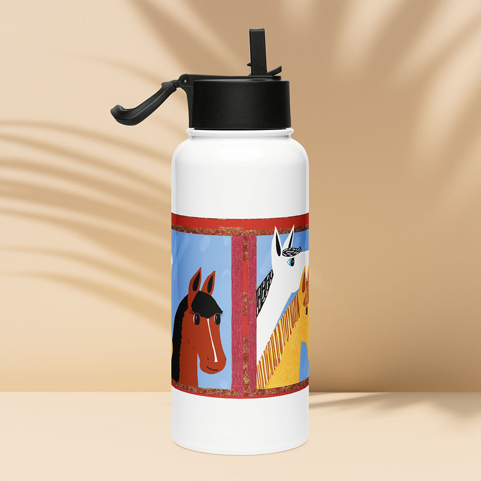 Miniatura: Botella de agua de acero inoxidable con tapa con pajita ELOISE BUTTERFLY FACE WRAPAROUND