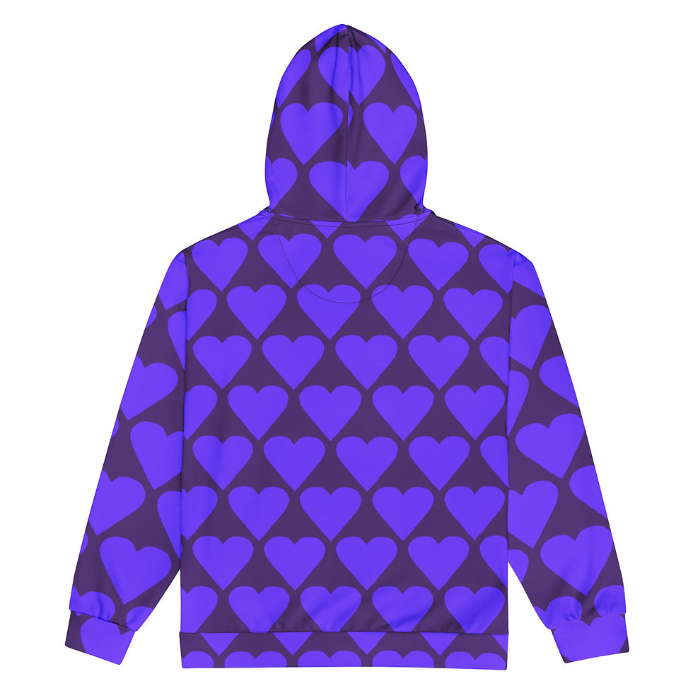 Thumbnail: Unisex zip hoodie  PURPLE HEARTS ON PURPLE