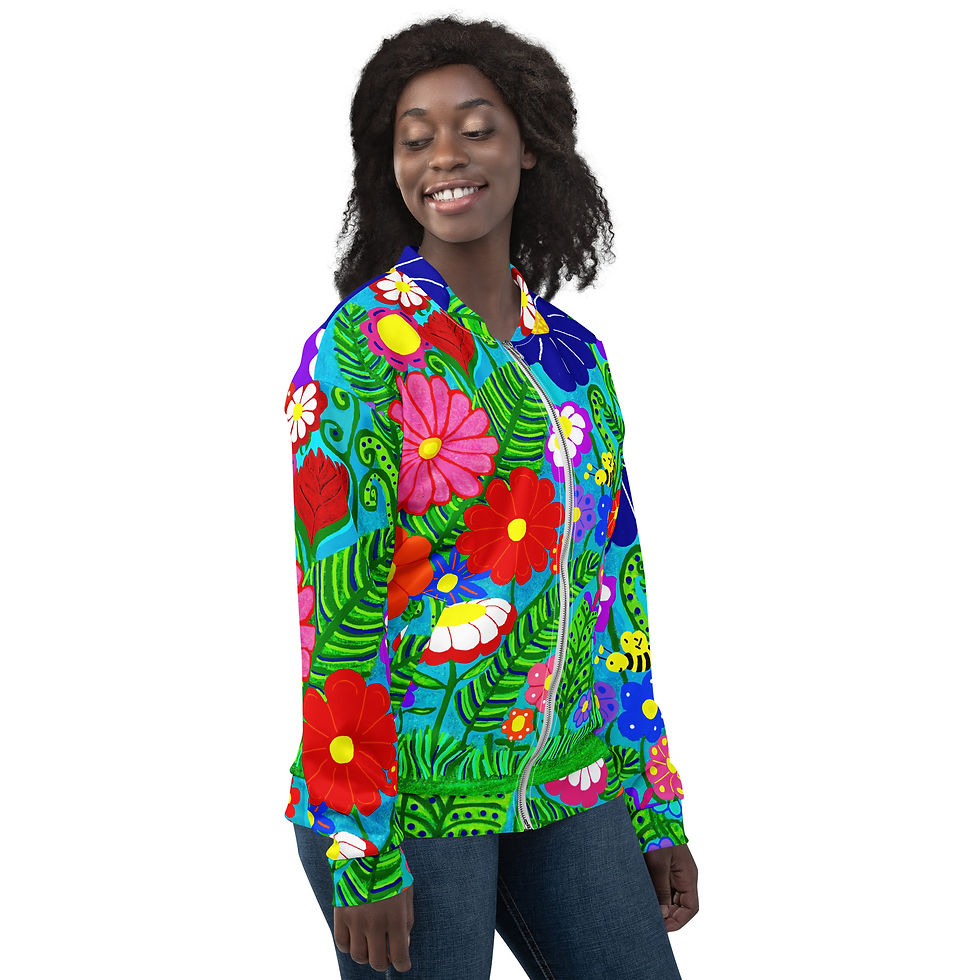 Miniature : Blouson aviateur unisexe à écusson fleuri