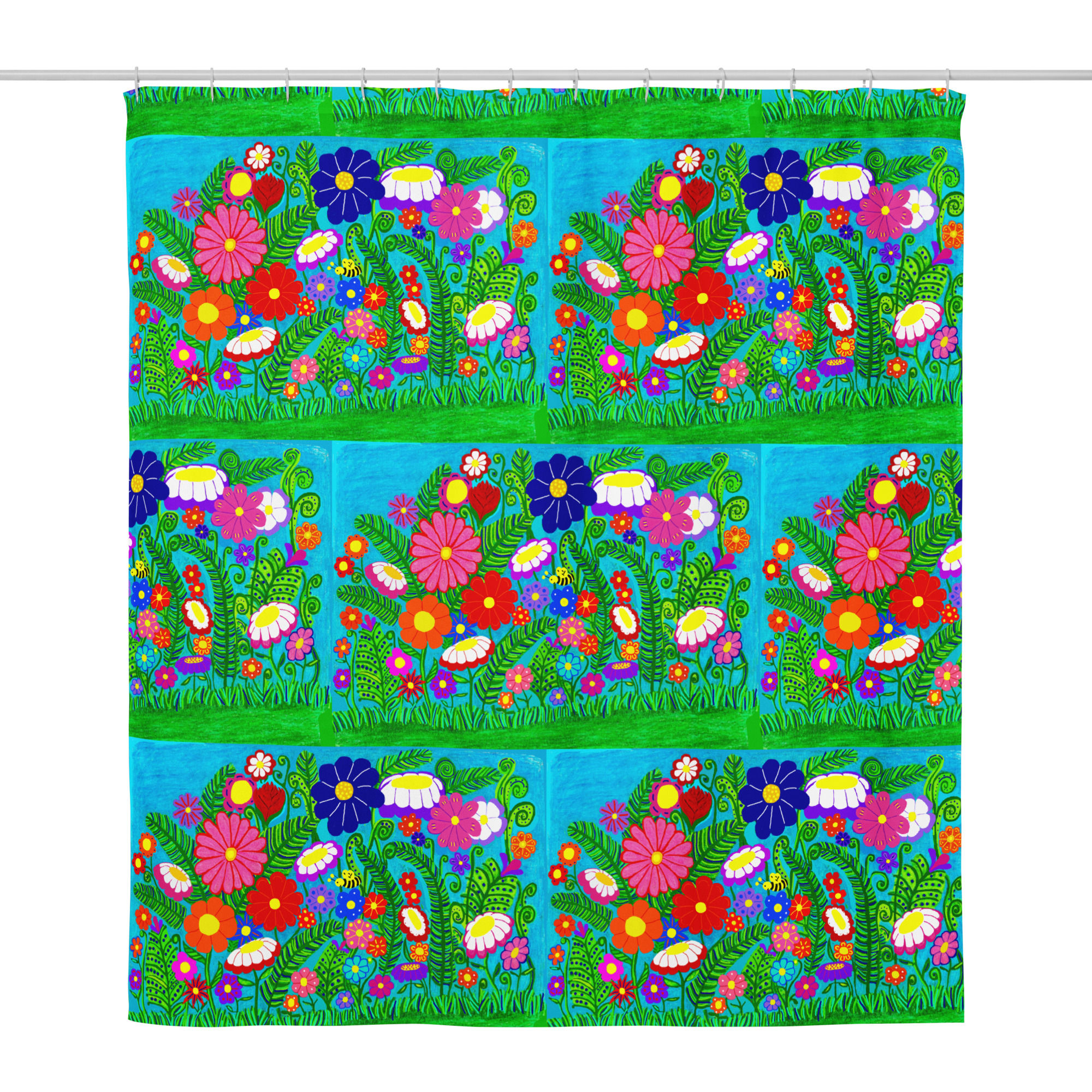 Shower curtain FLOWER PATCH (repeated pattern)