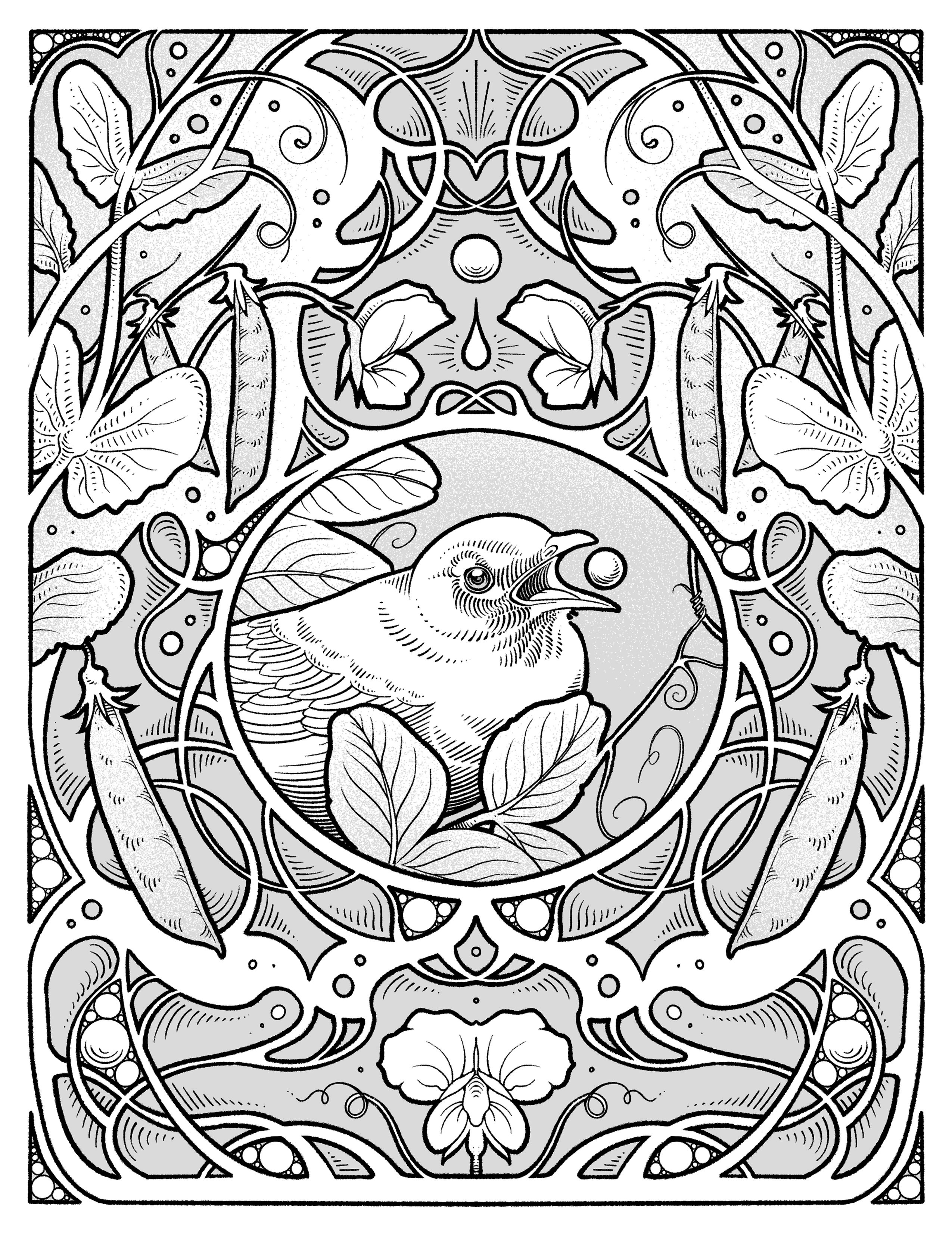 "Snap Peas and Robin" Print
