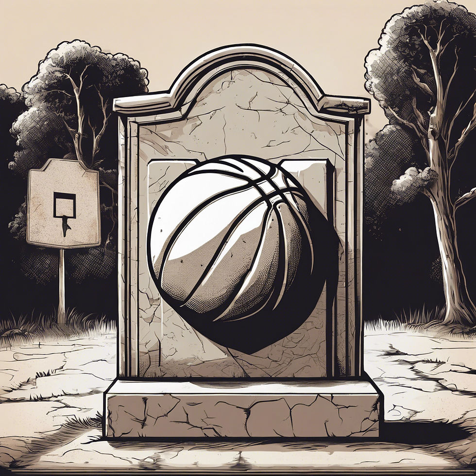 gravestone with basketball on it.