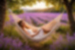 Woman relaxing in lavender field
