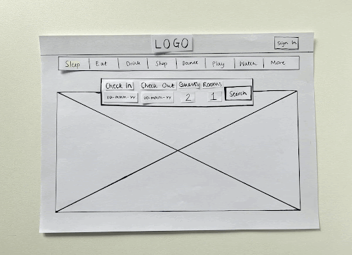 A moving GIF showing an interactive wireframe sketch. 
