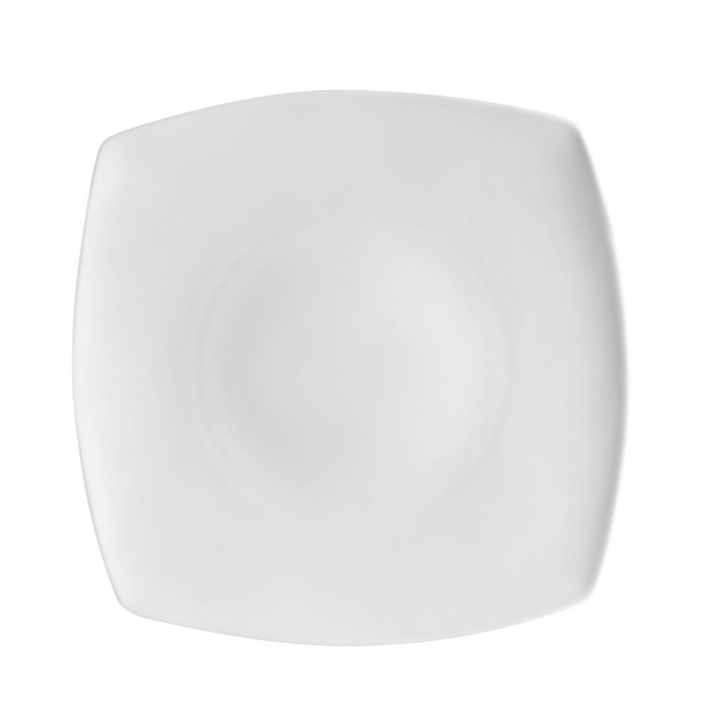 CAC Clinton White Porcelain Square Flat Plate, 6"