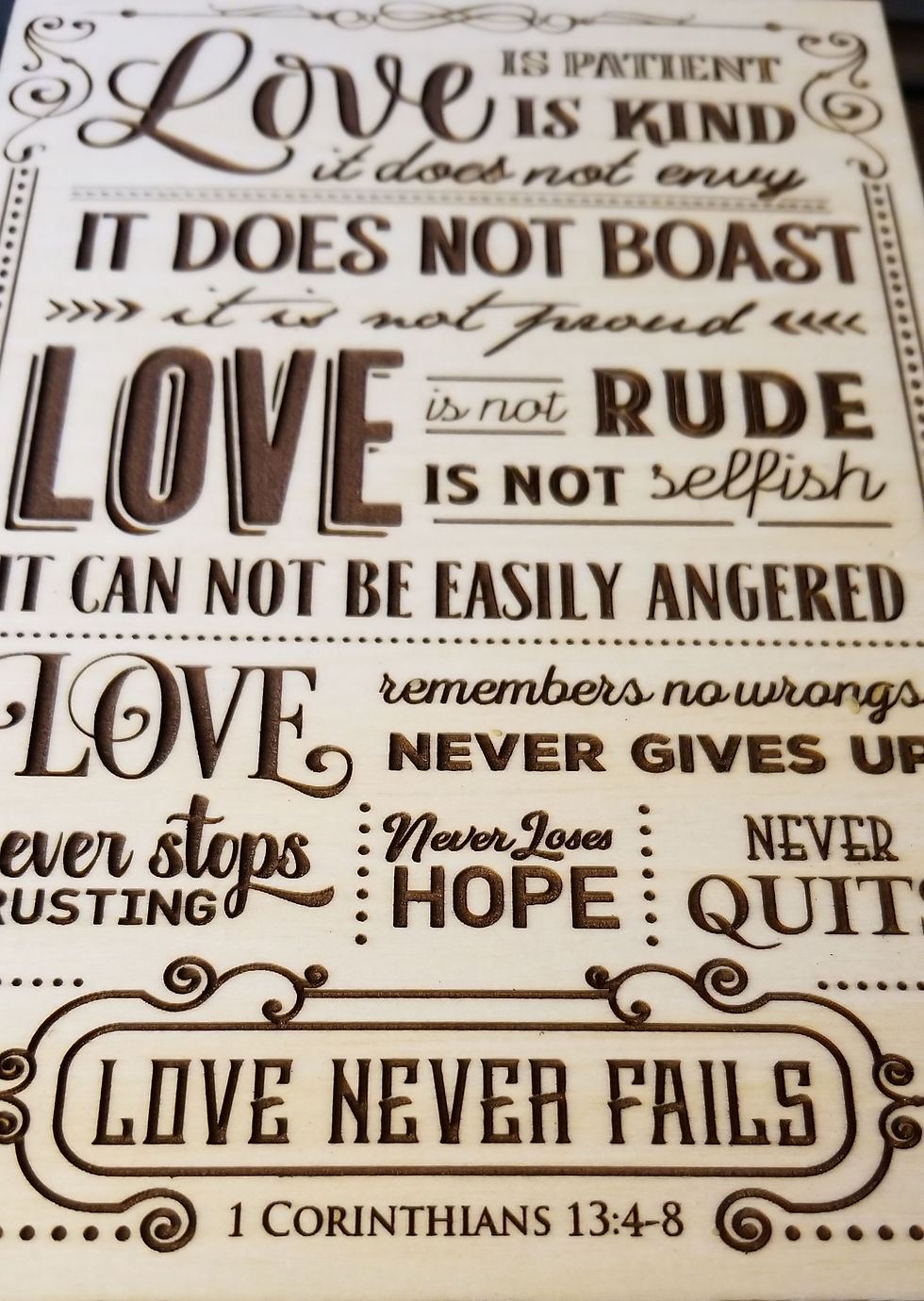 Thumbnail: Love engraved light wooden sign sealed in epoxy gloss. Decor/Gift.