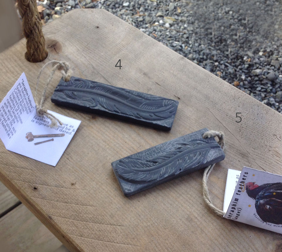 Thumbnail: "Seraphim(angel) Feathers" hand carved feathers in slate