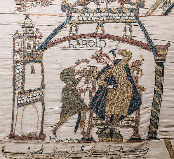 Saxon King Harold on the Bayeux Tapestry, which depicts the story of William the Conqueror
