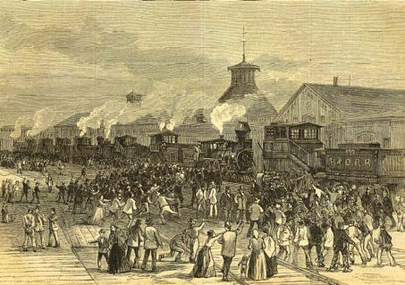 Blockade of engines in Martinsdale, West Virginia, during the Great Strikes