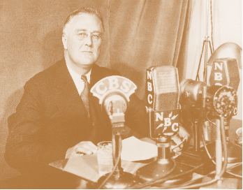 Roosevelt giving a Fireside Chat, 1934
