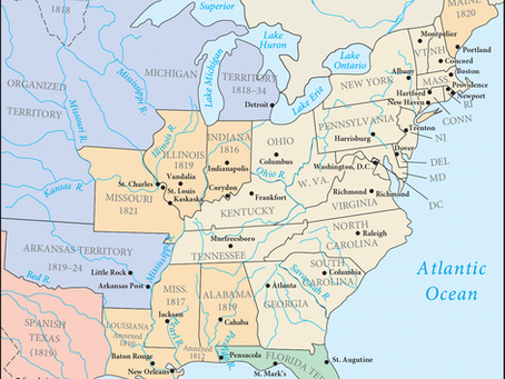 The United States in 1822, following the Missouri Compromise