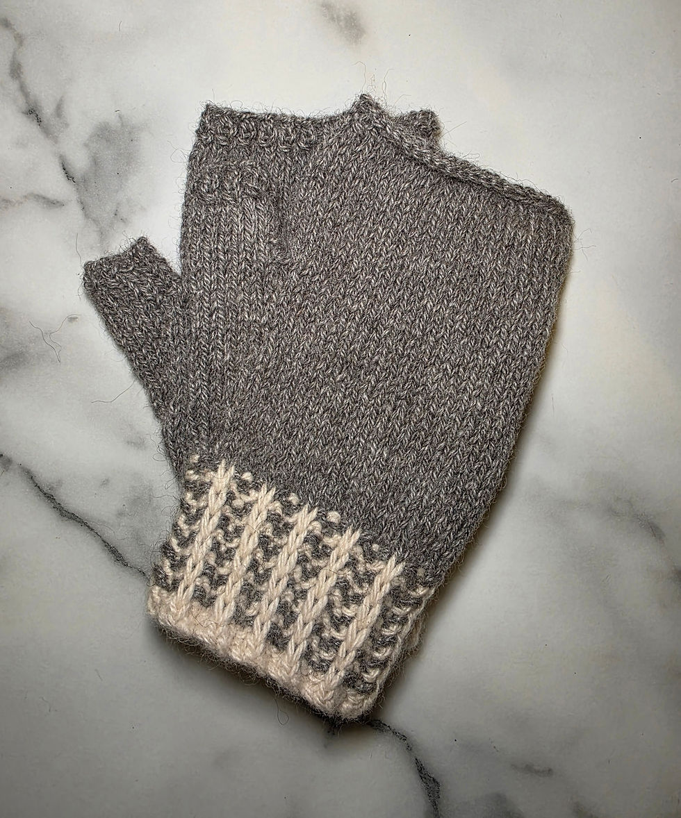 Thumbnail: Alpaca Fingerless Mittens (Two-tone)