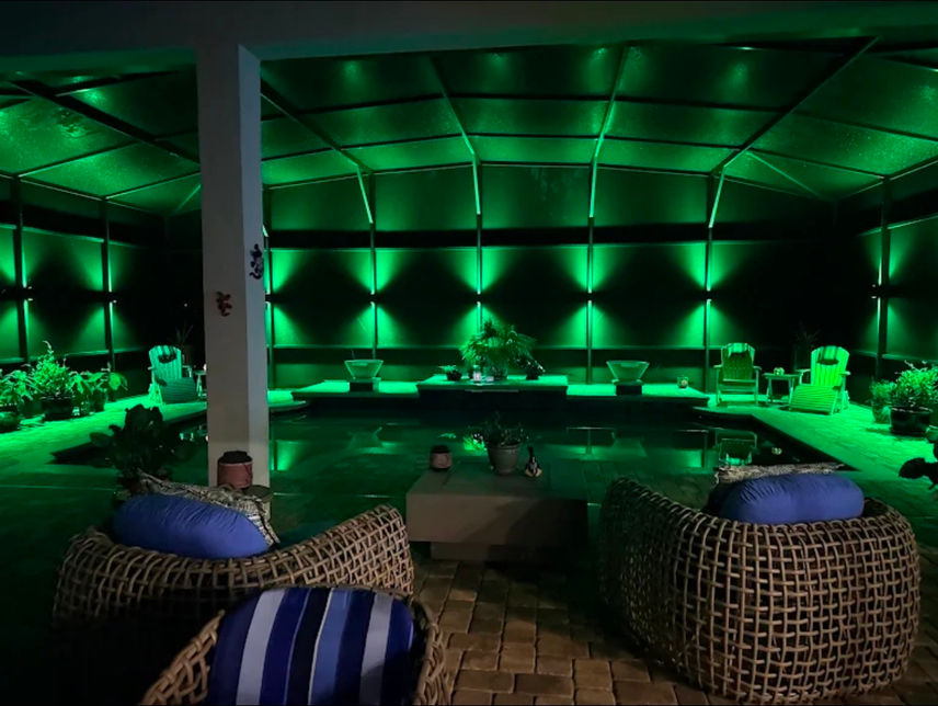 Custom RGBW Pool cage lanai lighting in Ormond Beach Fl