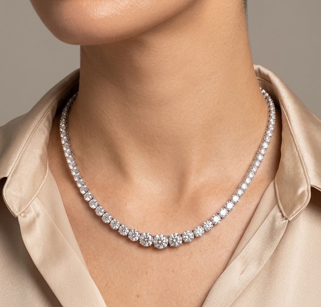 Graduated Moissanite Tennis Necklace