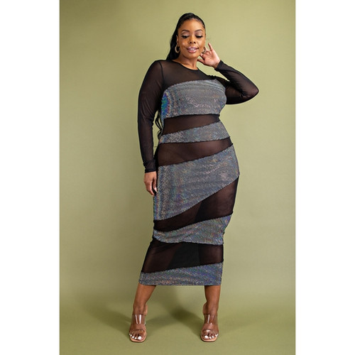 Mesh Inset Midi Dress | LA Luxe Styles Mesh Inset Midi Dress | LA Luxe Styles