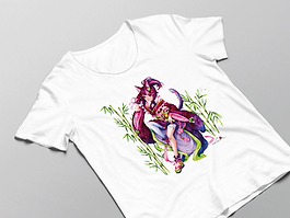 Luma Damen Shirt in weiß mit Ayumi-Motivdruck in Größe M