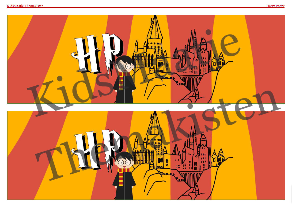 Wikkels voor kleine Pringles busjes Harry Potter