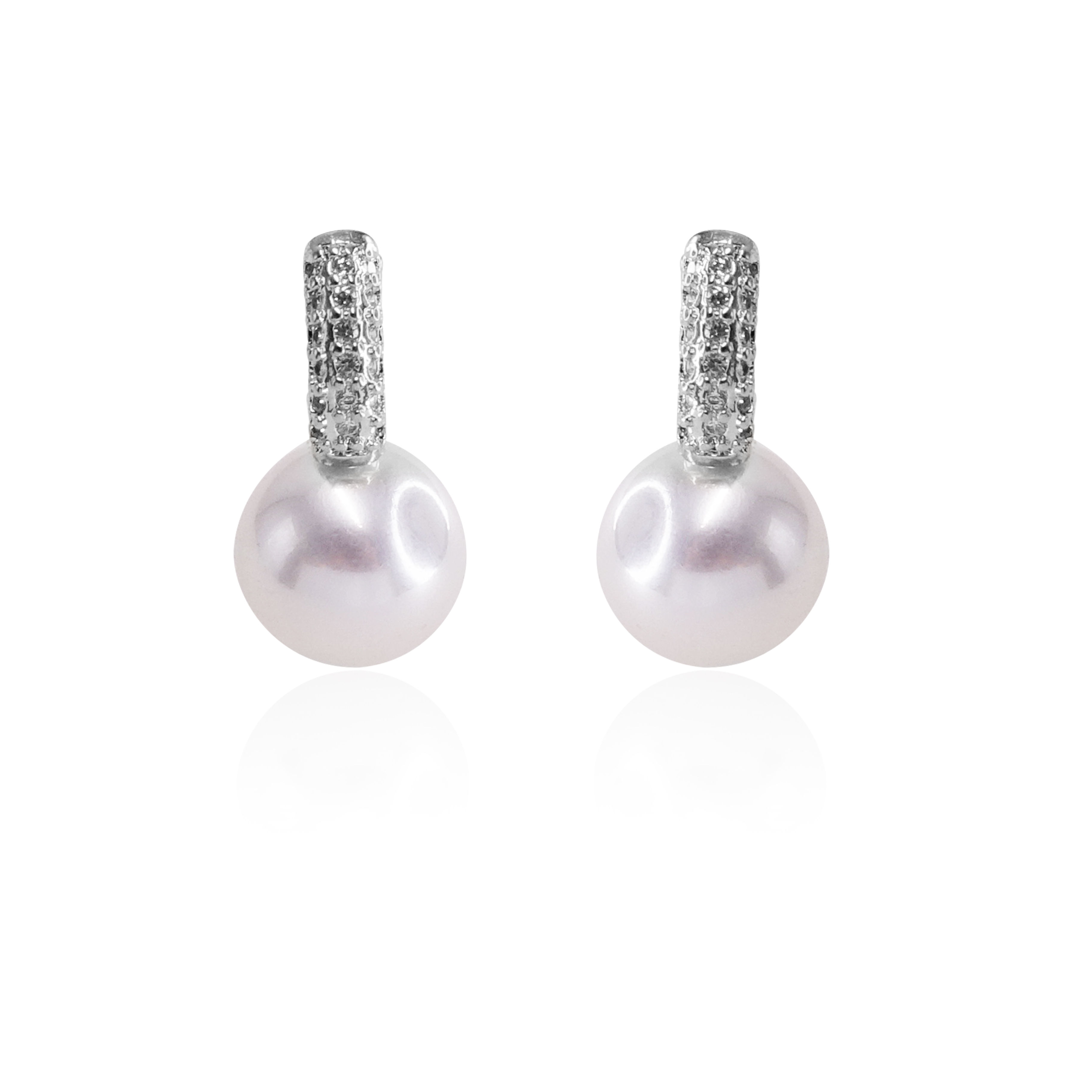 Rhodium Pearl with Stone Earring AJDDJ0063F