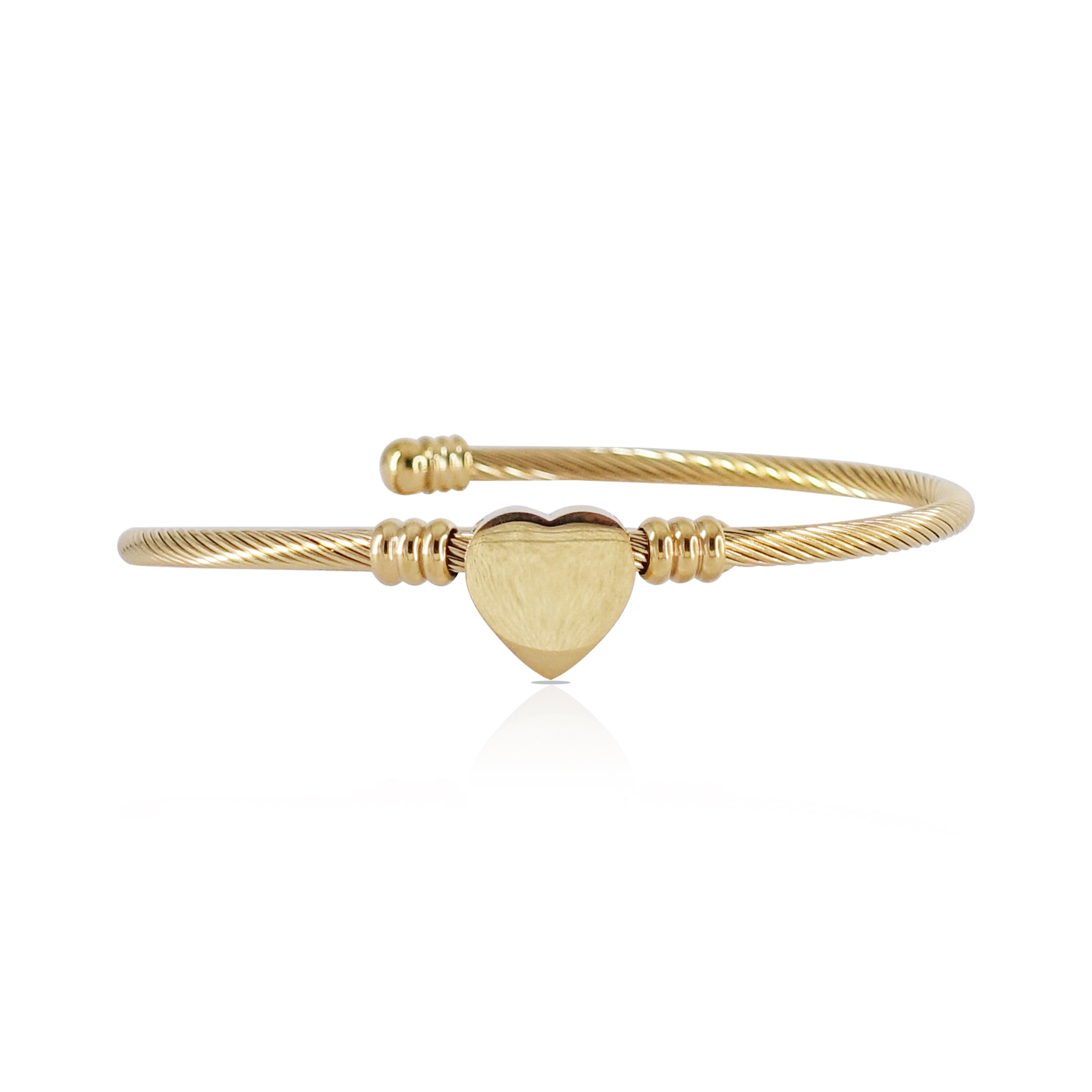 Gold Heart Stainless Bangles ECGBH0007R