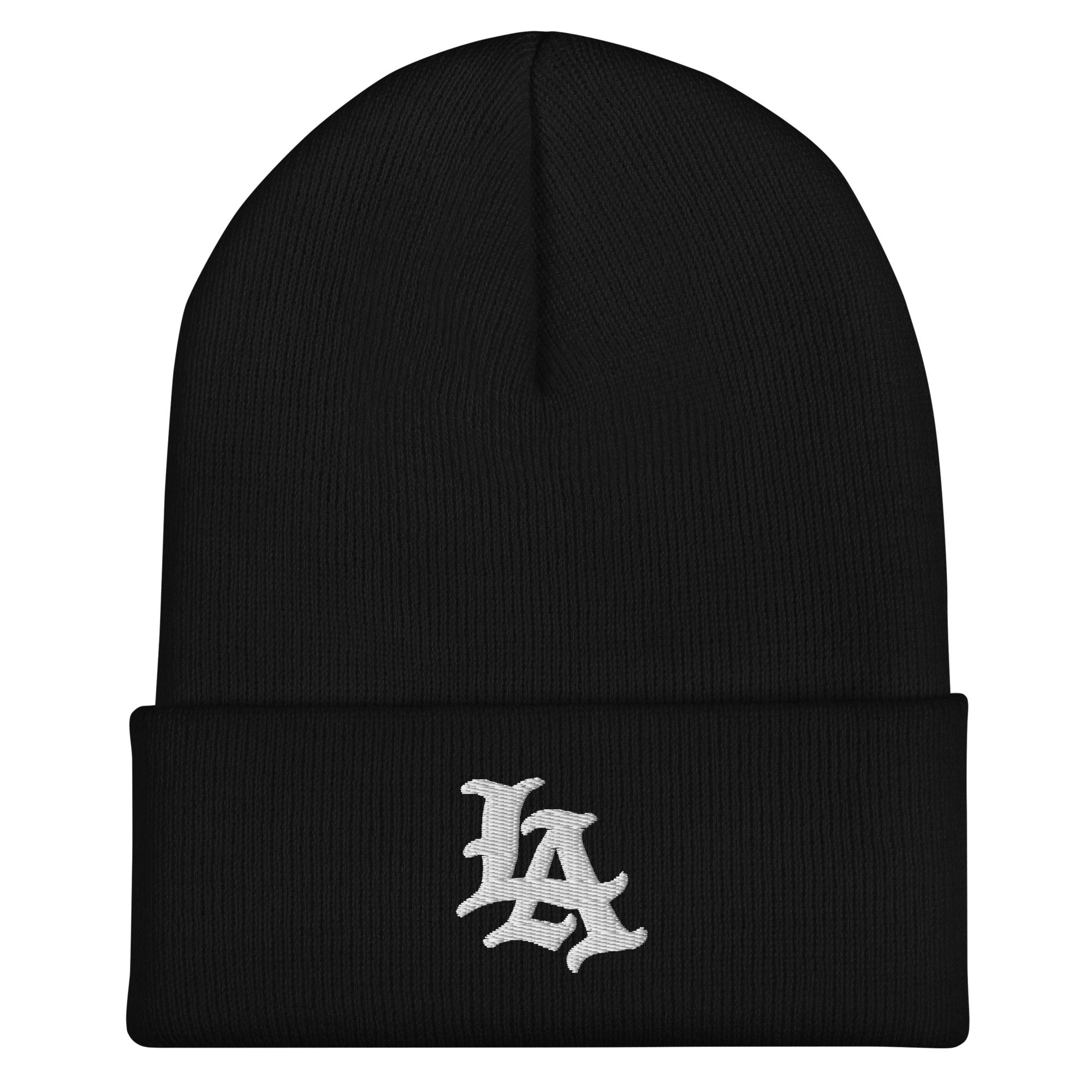 3D Puff Print "LA" Cuffed Beanie